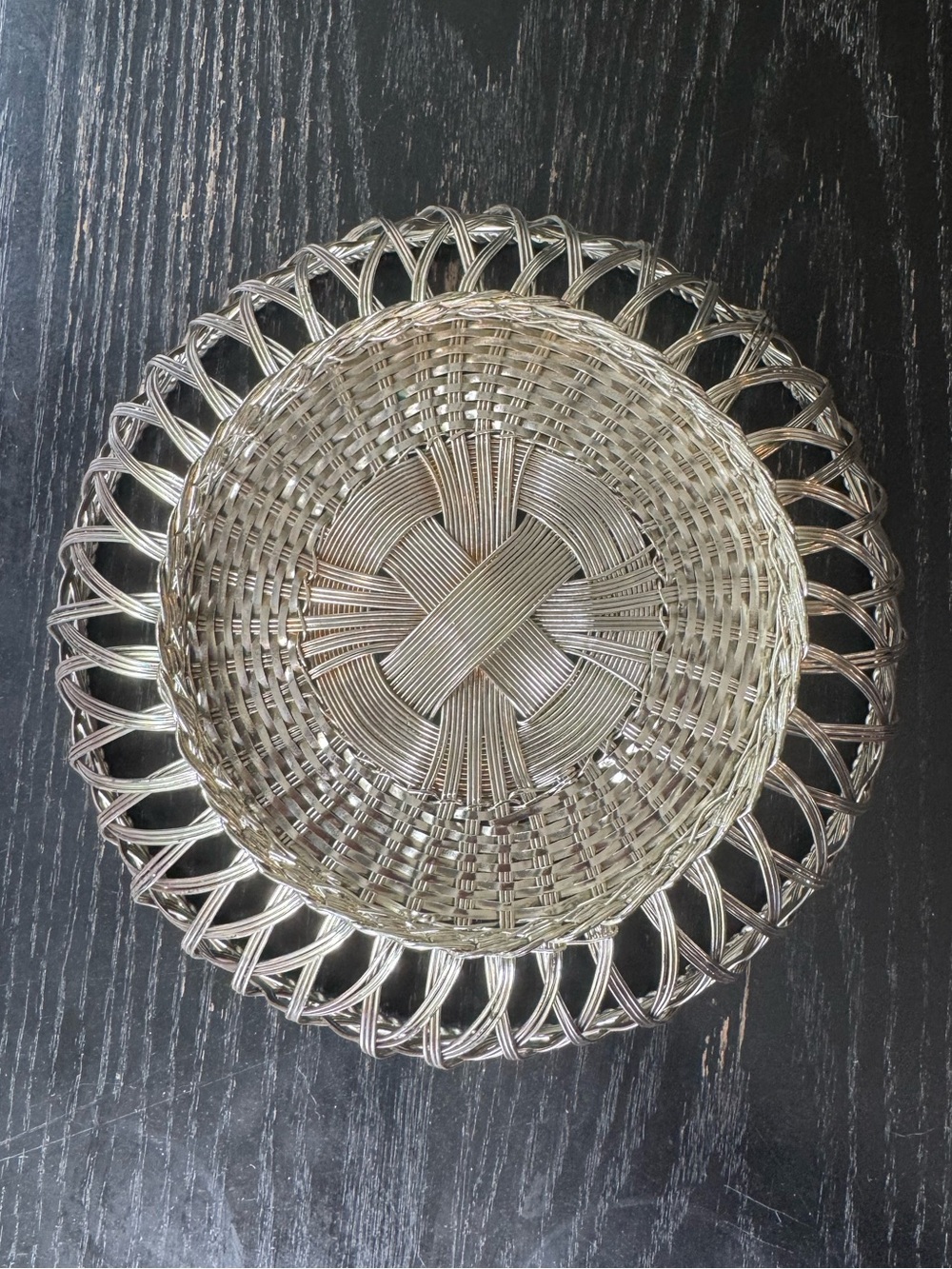 Vintage MCM Round Wire Basket